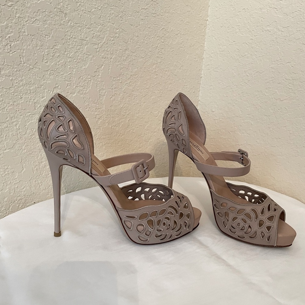 Valentino Leather Cutout Stilettos